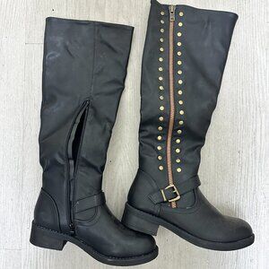 Megen-03 studded knee high riding Boots size 9